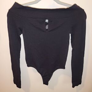 Free People bodysuit black keyhole long sleeves XS/S